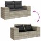 Preview: 6-tlg. Garten-Sofagarnitur mit Kissen Hellgrau Poly Rattan