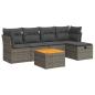 Preview: 6-tlg. Garten-Sofagarnitur mit Kissen Grau Poly Rattan
