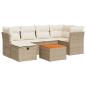 Preview: 7-tlg. Garten-Sofagarnitur mit Kissen Beige Poly Rattan
