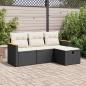 Preview: ARDEBO.de - 4-tlg. Garten-Sofagarnitur mit Kissen Schwarz Poly Rattan