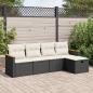 Preview: ARDEBO.de - 5-tlg. Garten-Sofagarnitur mit Kissen Schwarz Poly Rattan