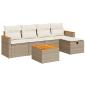 Preview: 6-tlg. Garten-Sofagarnitur mit Kissen Beige Poly Rattan