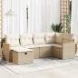 Preview: ARDEBO.de - 6-tlg. Garten-Sofagarnitur mit Kissen Beige Poly Rattan