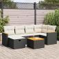 Preview: ARDEBO.de - 7-tlg. Garten-Sofagarnitur mit Kissen Schwarz Poly Rattan