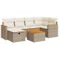 Preview: 7-tlg. Garten-Sofagarnitur mit Kissen Beige Poly Rattan