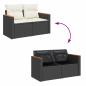 Preview: 6-tlg. Garten-Sofagarnitur mit Kissen Schwarz Poly Rattan