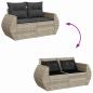Preview: 8-tlg. Garten-Sofagarnitur mit Kissen Hellgrau Poly Rattan