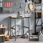 Preview: Werkbank Dunkelbraun 80x60x(71,5-98) cm Massivholz Eiche