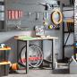 Preview: Werkbank 100x60x81,5 cm Massivholz Eiche