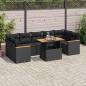 Preview: ARDEBO.de - 7-tlg. Garten-Sofagarnitur mit Kissen Schwarz Poly Rattan