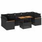 Preview: 7-tlg. Garten-Sofagarnitur mit Kissen Schwarz Poly Rattan