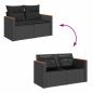 Preview: 7-tlg. Garten-Sofagarnitur mit Kissen Schwarz Poly Rattan