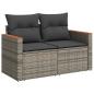 Preview: 7-tlg. Garten-Sofagarnitur mit Kissen Grau Poly Rattan Akazie