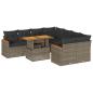 Preview: 9-tlg. Garten-Sofagarnitur mit Kissen Grau Poly Rattan Akazie
