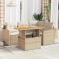Preview: ARDEBO.de - 5-tlg. Garten-Sofagarnitur mit Kissen Beige Poly Rattan Akazie