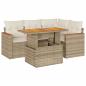 Preview: 5-tlg. Garten-Sofagarnitur mit Kissen Beige Poly Rattan Akazie