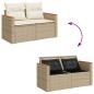 Preview: 5-tlg. Garten-Sofagarnitur mit Kissen Beige Poly Rattan Akazie