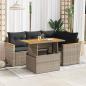 Preview: ARDEBO.de - 5-tlg. Garten-Sofagarnitur mit Kissen Grau Poly Rattan Akazie