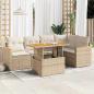 Preview: ARDEBO.de - 5-tlg. Garten-Sofagarnitur mit Kissen Beige Poly Rattan Akazie