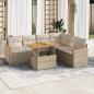 Preview: ARDEBO.de - 7-tlg. Garten-Sofagarnitur mit Kissen Beige Poly Rattan Akazie