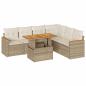 Preview: 7-tlg. Garten-Sofagarnitur mit Kissen Beige Poly Rattan Akazie