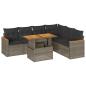 Preview: 7-tlg. Garten-Sofagarnitur mit Kissen Grau Poly Rattan Akazie