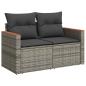 Preview: 7-tlg. Garten-Sofagarnitur mit Kissen Grau Poly Rattan Akazie