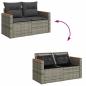 Preview: 9-tlg. Garten-Sofagarnitur mit Kissen Grau Poly Rattan Akazie