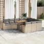 Preview: ARDEBO.de - 11-tlg. Garten-Sofagarnitur mit Kissen Beige Poly Rattan Akazie