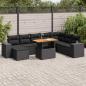 Preview: ARDEBO.de - 9-tlg. Garten-Sofagarnitur mit Kissen Schwarz Poly Rattan