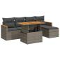 Preview: 6-tlg. Garten-Sofagarnitur mit Kissen Grau Poly Rattan Akazie