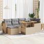 Preview: ARDEBO.de - 7-tlg. Garten-Sofagarnitur mit Kissen Beige Poly Rattan Akazie