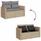 Preview: 7-tlg. Garten-Sofagarnitur mit Kissen Beige Poly Rattan Akazie