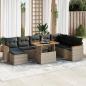Preview: ARDEBO.de - 9-tlg. Garten-Sofagarnitur mit Kissen Grau Poly Rattan Akazie