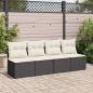 Preview: 4-tlg. Garten-Sofagarnitur mit Kissen Schwarz Poly Rattan
