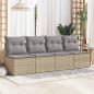 Preview: 4-tlg. Garten-Sofagarnitur mit Kissen Beige Poly Rattan Akazie