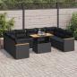 Preview: ARDEBO.de - 10-tlg. Garten-Sofagarnitur mit Kissen Schwarz Poly Rattan