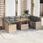 Preview: ARDEBO.de - 10-tlg. Garten-Sofagarnitur mit Kissen Beige Poly Rattan Akazie