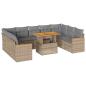 Preview: 10-tlg. Garten-Sofagarnitur mit Kissen Beige Poly Rattan Akazie
