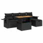 Preview: 6-tlg. Garten-Sofagarnitur mit Kissen Schwarz Poly Rattan
