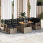 Preview: ARDEBO.de - 5-tlg. Garten-Sofagarnitur mit Kissen Grau Poly Rattan Akazie