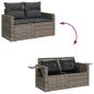 Preview: 5-tlg. Garten-Sofagarnitur mit Kissen Grau Poly Rattan Akazie