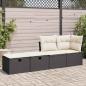 Preview: 2-tlg. Garten-Sofagarnitur mit Kissen Schwarz Poly Rattan