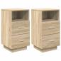 Preview: Nachttische 2 Stk. mit 2 Schubladen Sonoma-Eiche 36x36x68 cm