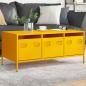 Preview: ARDEBO.de - Couchtisch Senfgelb 101,5x50x43,5 cm Kaltgewalzter Stahl