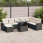 Preview: ARDEBO.de - 9-tlg. Garten-Sofagarnitur mit Kissen Schwarz Poly Rattan