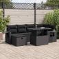 Preview: ARDEBO.de - 7-tlg. Garten-Sofagarnitur mit Kissen Schwarz Poly Rattan