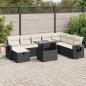 Preview: ARDEBO.de - 9-tlg. Garten-Sofagarnitur mit Kissen Schwarz Poly Rattan