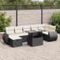 Preview: ARDEBO.de - 8-tlg. Garten-Sofagarnitur mit Kissen Schwarz Poly Rattan