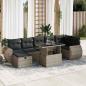 Preview: ARDEBO.de - 8-tlg. Garten-Sofagarnitur mit Kissen Grau Poly Rattan